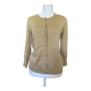 Cable and Gauge Gold Metallic Cardigan Silk Blend